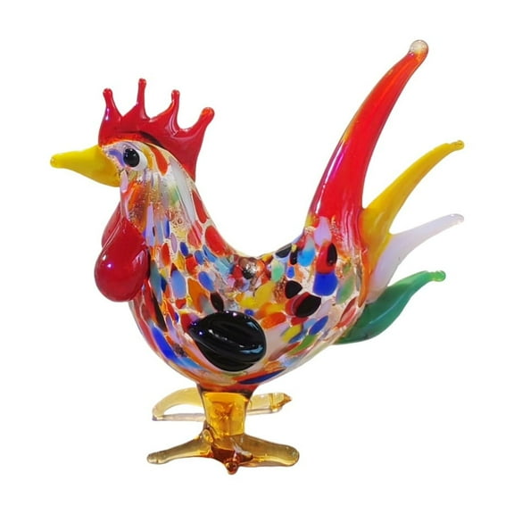 1pcs Glass Chicken Figurine Collection Animal Paperweight Table Centerpiece，Red（1.96 inch）