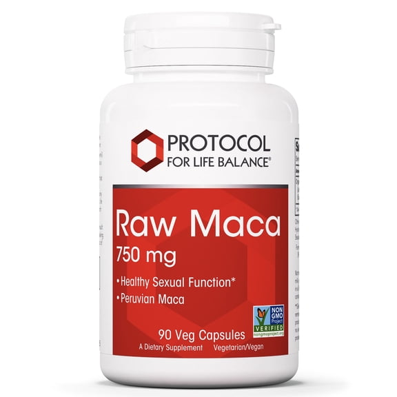 Protocol For Life Balance - Raw Maca 750mg - Supports Healthy Sexual Function, Peruvian Maca, Energy Boost, Helps Stamina and Endurance, Mood Booster, Supports Cognitive Function - 90 Veg Capsules