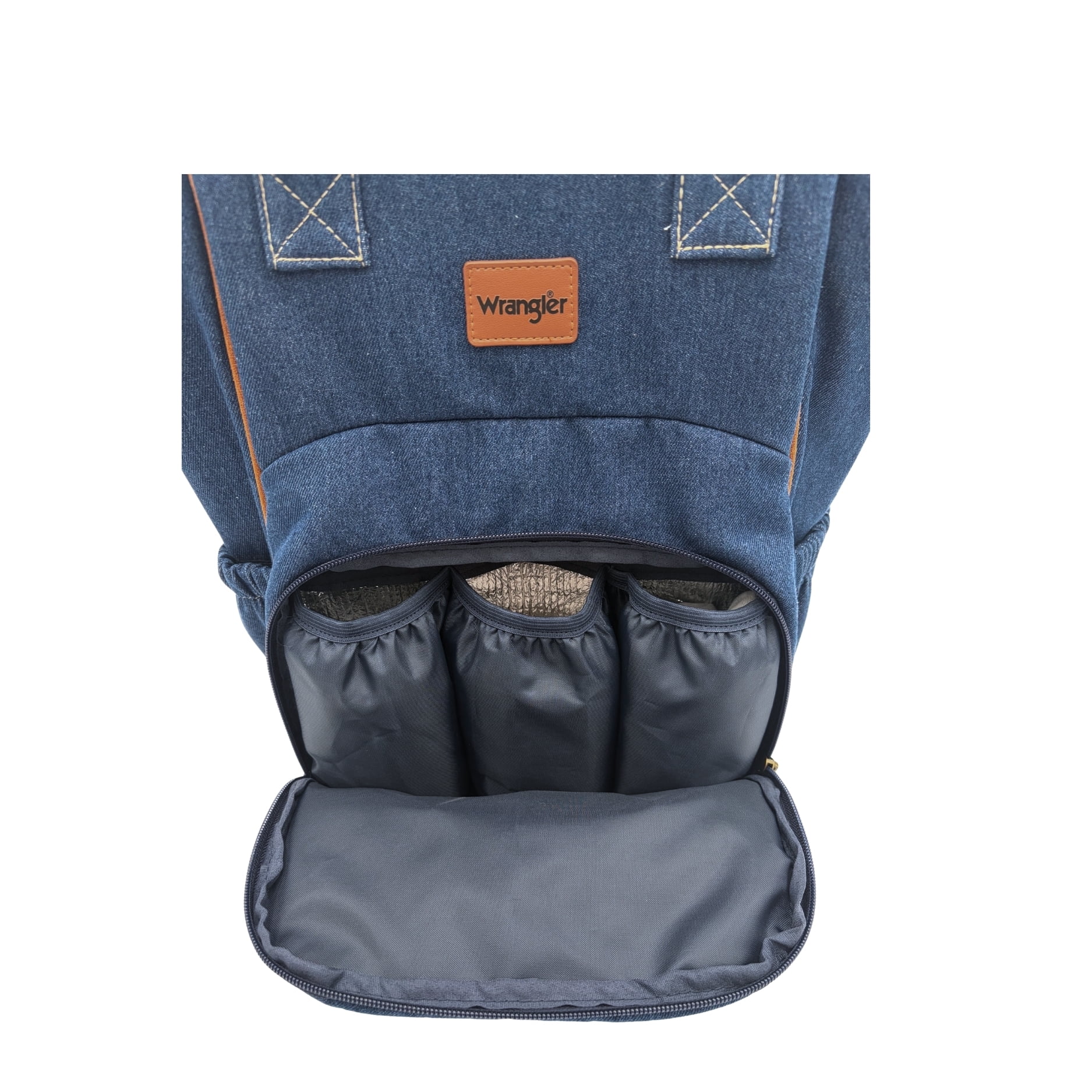 Wrangler Multifunctional Baby Diaper Backpack Bag with Insulated Pockets in Classic Denim