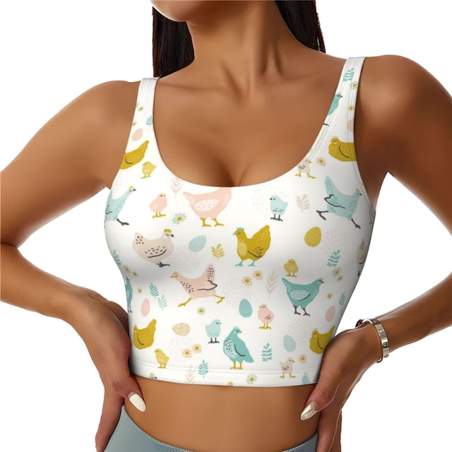Balery Chicken Sujetadores deportivos con espalda cruzada para mujer, acolchados, sin costuras, de alto impacto, ideales para yoga, gimnasio, entrenamiento y fitness.-
