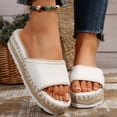 thumbnail image 2 of Rokment Women's Boho Espadrilles Platform Beach Slides Sandals 2026 Summer Casual Ethnic Retro Stitching Suede Open Toe Chunky Footbed Slip on Dress Slippers for Woman White Size 6, 2 of 7