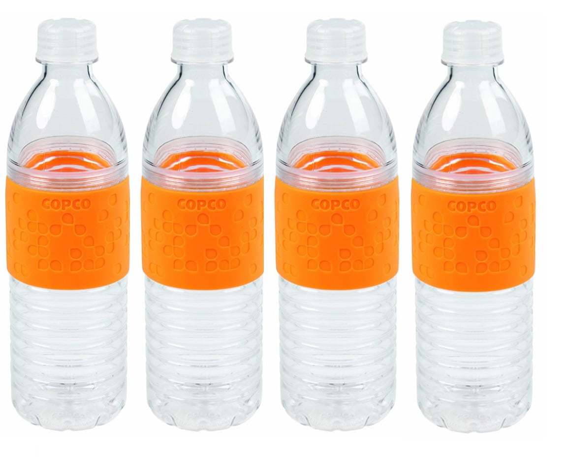 Copco Hydra 3-Pack Water Bottle 16.9 Ounce Non Slip Sleeve BPA Free Tritan  Plastic Reusable - Chevron Gray
