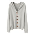 thumbnail image 5 of Women's Solid Color Button Front Hooded Sweater,Casual Open Cardigan Jacket with Cozy Fabric,Long Sleeve Loungewear Essential for Autumn and Winter Daily Wear,Soft Comfortable Outerwear Light Ashy, 5 of 6