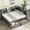 Grey, variant on DeepRoar Full Size Corner Bed with 2 Storage Drawers and Charging Station, Wood Platform Bed with L-shaped Bookcases and Headboard, Corner Beds with Built-in Power Outlets for Teens Adult, White