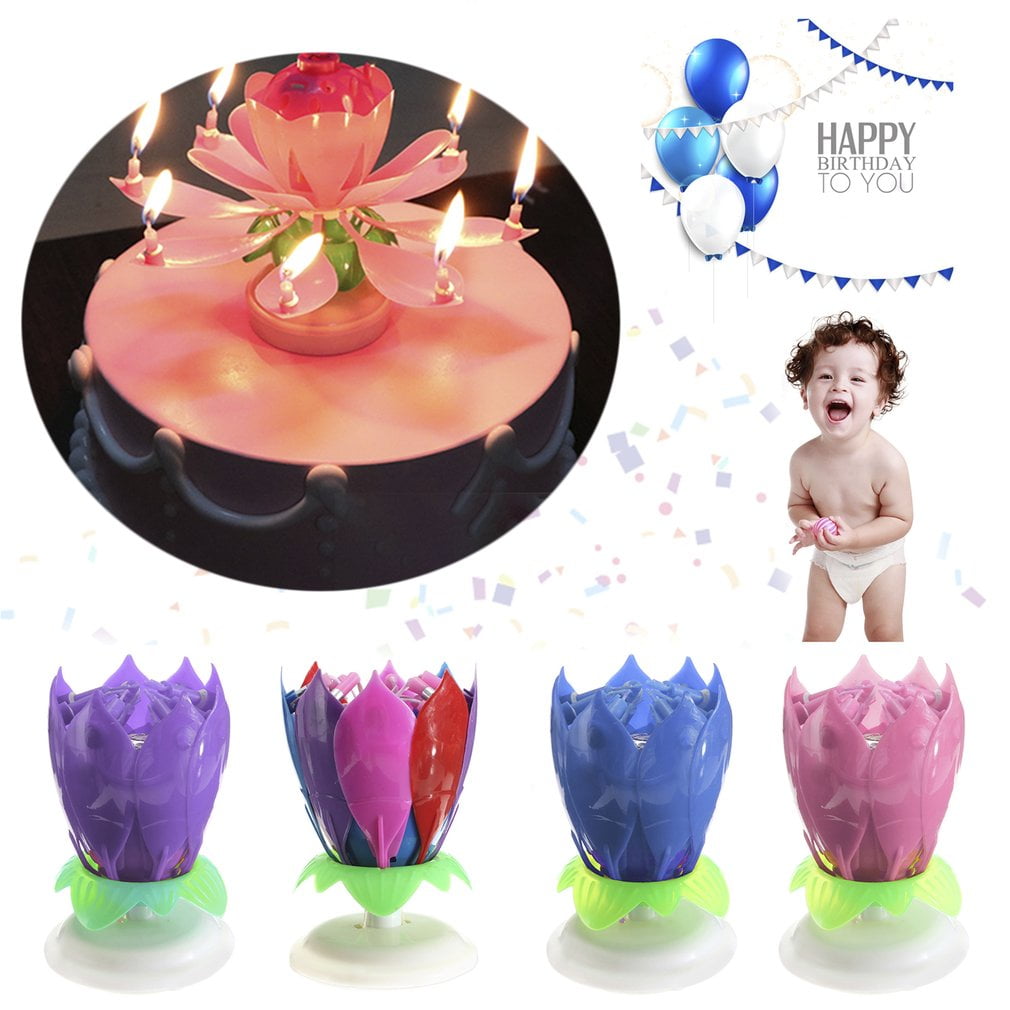 Details about   Magical Romantic Happy Birthday Blossom Lotus Musical Candle Flower Party Gift