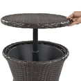 thumbnail image 3 of 5-Piece Black & Beige Patio Conversation Set - Wicker Outdoor Furniture with Cool Bar Table & Ottomans for Porch Backyard Balcony Poolside, 3 of 8