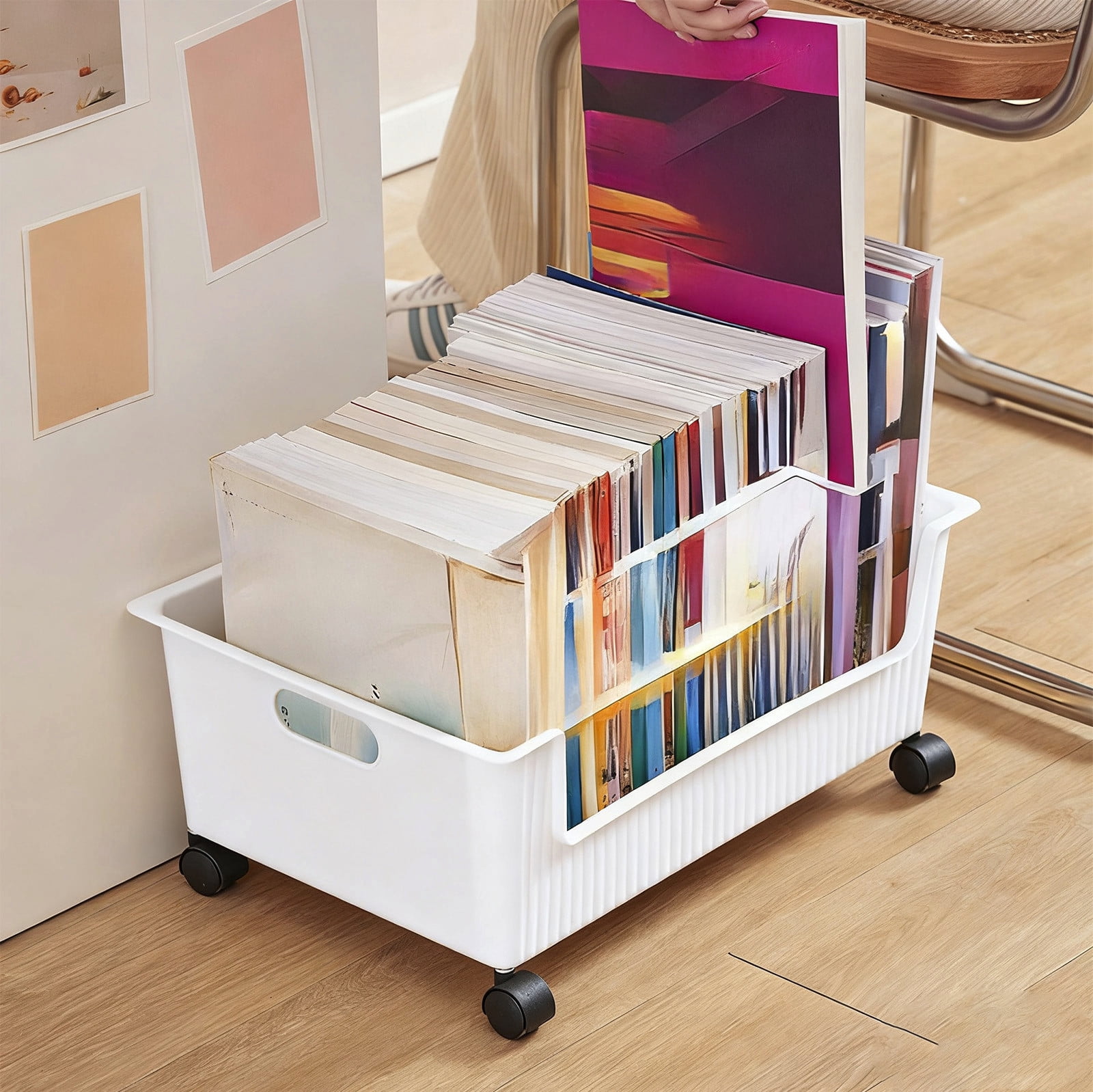 Bwiyojiz Storage & Organization Multi Functional Rolling Box Under Desk Organizer with Wheels Mobile Shelf Rack Sorting Bin for Stationery and Sundries, White, Gifts for Yourelf