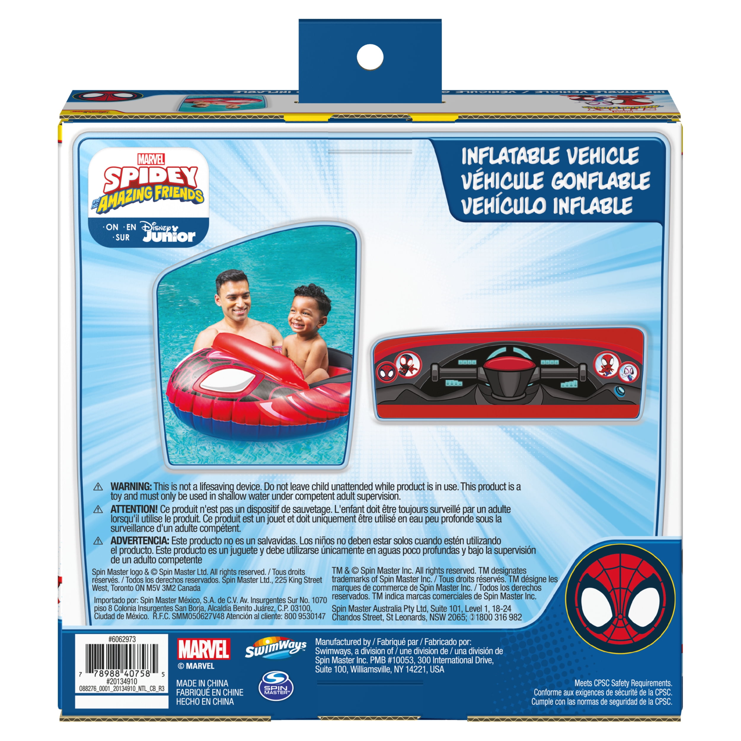 Swimways Marvel Spidey and His Amazing Friends Inflatable Water Boat Vehicle for Kids Ages 3+