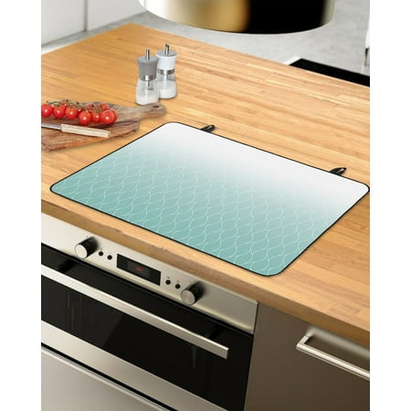 

Teal Ombre Stove Top Covers for Electric Stove Heat Insulation Fireproof Glass Cooktop Cover Counter Top Glass Stove Cover for Prevent Scratches 29 x21 Moroccan Geometric Modern Abstract Art