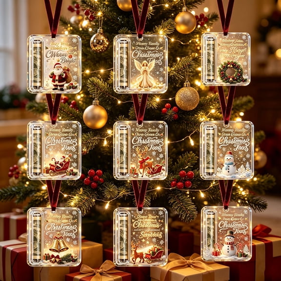 Christmas Cash Gift Ornament, Acrylic Christmas Money Holder for Cash, Funny Hanging Xmas Tree Decoration, Unique Money Gift for Christmas Birthday Graduation Back to School Stocking Stuffer Gifting