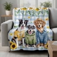 thumbnail image 2 of Spring Dog Blanket Soft Cozy Warm Throw Blanket for Couch, Plush Fuzzy Flannel Fleece Blankets for Sofa, Sunflower Daisy Botanical Blue Plaid Bed Blankets Lightweight Gifts for Women, 50"x60", 2 of 9