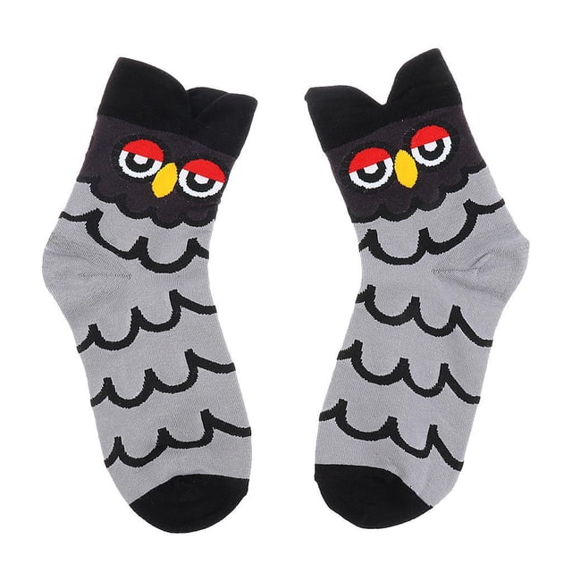Calcetines Hugo Lady Warm Socks Algodon Estampado Búho Negro