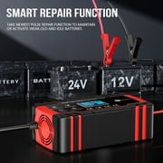 HUSGW Battery Charger 12V8A 24V4A Fully-Automatic Smart Car Battery Charger, Battery Maintainer Trickle Charger, and Battery Desulfator with Temperature Compensation