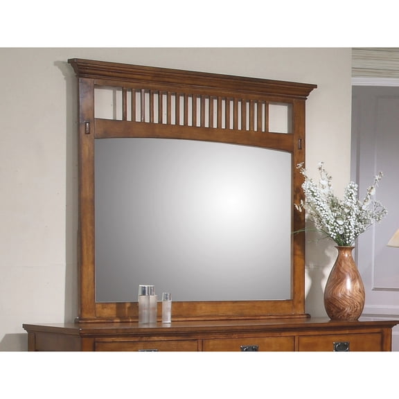 Distressed Wood Mirror - Farmhouse Wall Mirror - Rustic Home Decor - Vanity Mirror - Brown Finish