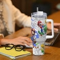 thumbnail image 6 of Lsque Mario Pattern 40 OZ Ice Bully Cup with Handle and Straw, Double Wall Stainless Steel Tumbler Travel Coffee Cup with Lid for Christmas Present, 6 of 8