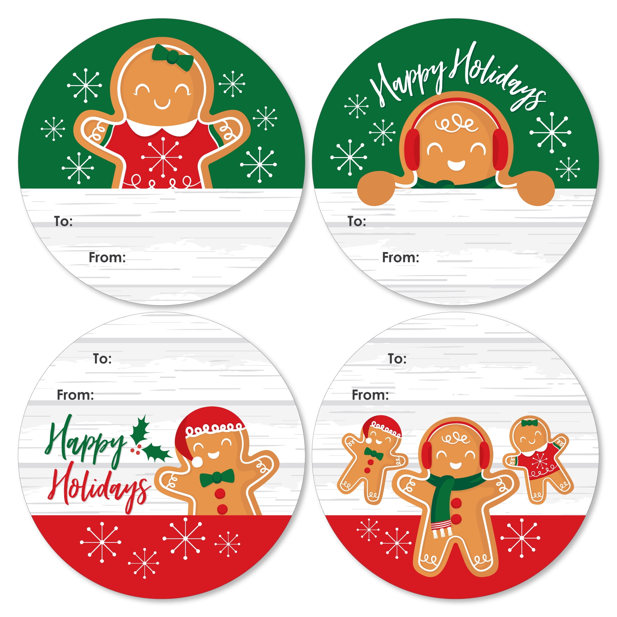 Big Dot Of Happiness Gingerbread Christmas - Round Gingerbread Man Holiday  Party To And From Gift Tags - Large Stickers - Set Of 8 : Target