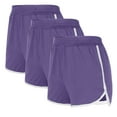 thumbnail image 2 of Ashirexll 3PCS Workout Shorts Women, Solid Color Shorts Casual Loose Comfy Elastic Waist Yoga Athletic Short Trendy Beach Shorts with Pockets Style A Purple L, 2 of 3