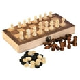 thumbnail image 4 of Juego de ajedrez de madera para principiantes, juego de estrategia, almacenamiento plegable portátil, juegos de mesa 3 en 1 para viajes de acampada en 29cmx29cmx1.8cm, 4 of 8