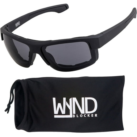 WYND Blocker Nova Wind Resistant Motorcycle Riding Sunglasses Dry Eye Glasses (M337 - Black, Smoke)