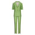 thumbnail image 3 of Scyoekwg Womens Suits Blazer and Pants Business Office Work 2 Piece Sets Long Sleeve Coat Suit Pants Matching Outfits Fashion Two Piece Set Casual Outfits Sets (Green,L), 3 of 5