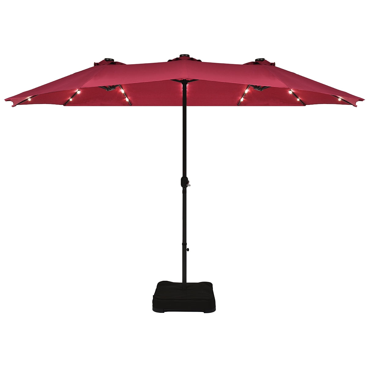 15' Outdoor LED Patio DoubleSided Umbrella w/Base
