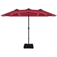 thumbnail image 1 of Patiojoy 15' Outdoor LED Patio Double-Sided Umbrella w/Base Burgundy, 1 of 5