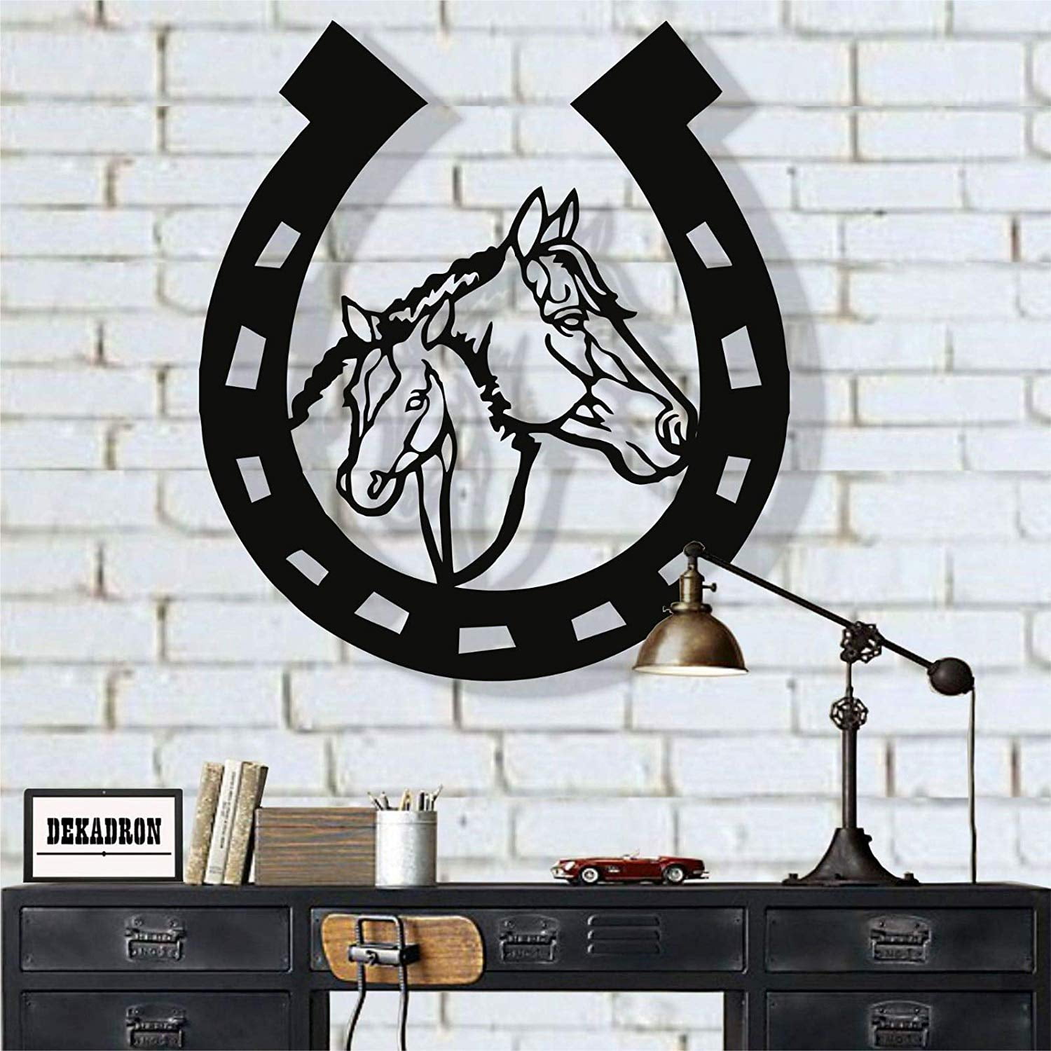 LaModaHome Metal Wall Art, Metal Horse Head Horseshoe Art, Metal Wall ...