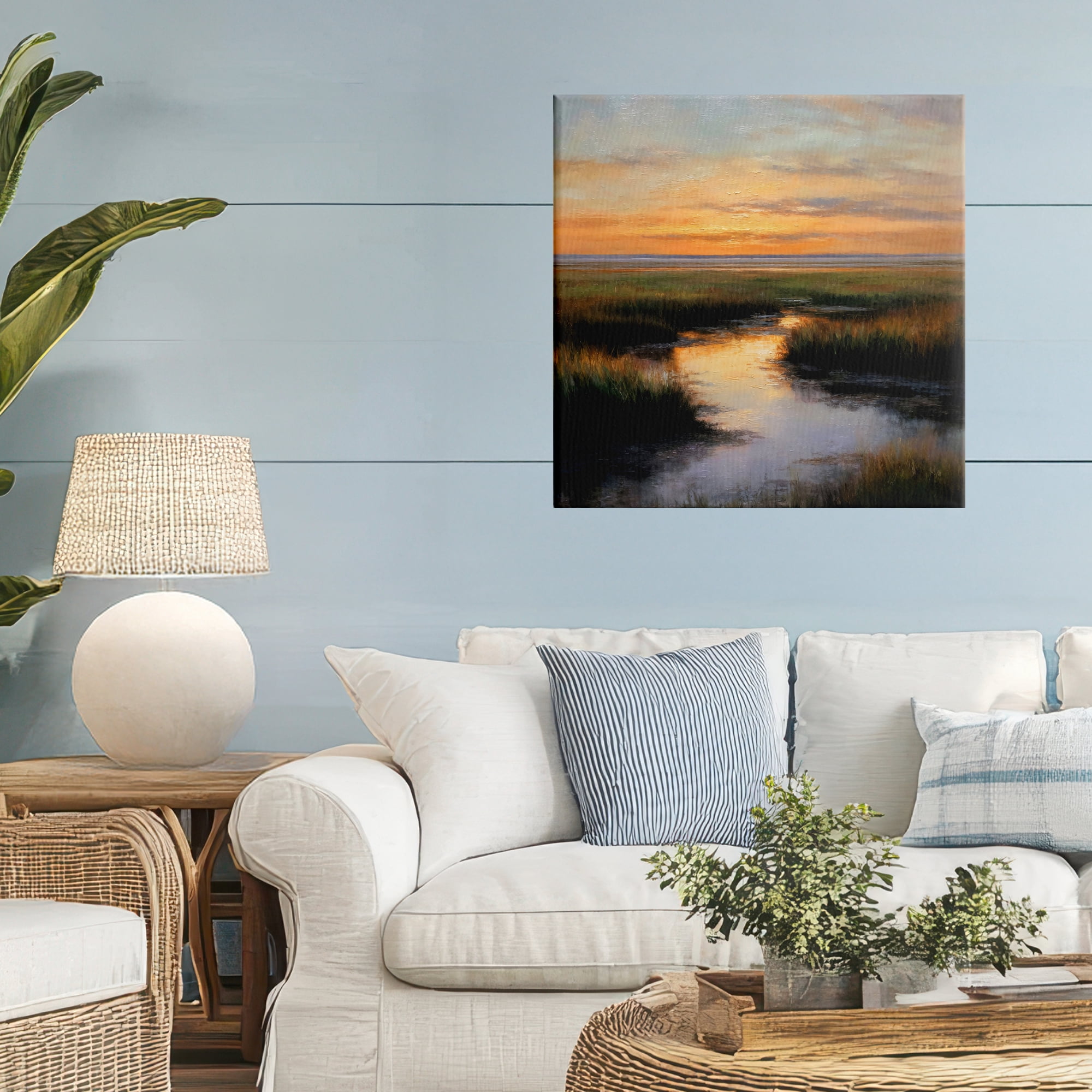 Stupell Industries Warm Marshland Sunset Canvas Wall Art, design by Petal Prints Design