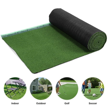 Qiyester Artificial Turf with Drainage Holes Indoor and Outdoor Golf Training Mat Pet Play Mat 1.5cm Thickened Two-Color Putting Green Grass for Gardens Lawns etc.（1.2*8m）