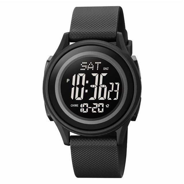 Multifunctional Digital Watch with Time Stopwatch Alarm LED Backlight, Countdown Date/Week Display Hourly Chime for Men Women