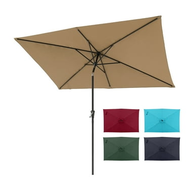 COBANA 6.6 x 9.8ft Rectangular Patio Umbrella, Balcony Table Market Umbrella, Outdoor Umbrella with Push Button Tilt and Crank for Garden, Lawn, Deck, Yard, Pool, Beige