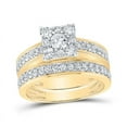 thumbnail image 2 of Solid 14K Yellow Gold His and Hers Trio Three Rings Set Real Natural Diamond Cluster Matching Rings Wedding Band Set 2-1/5 Carat ( 2.20 Cttw ) - (L = 5, M = 10.5), 2 of 7