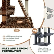 Amolife 65.7 Large Cat Tree and Tower Condo for Indoor Cats with 2 Scratching Boards, Hammock & Post, Leopard Print