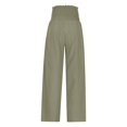 thumbnail image 5 of Women's Casual Pants High Waist Wide Leg Palazzo Pants For Women Smocked Elastic Waist Loose Comfy Casual Pajama Pants Pockets,Green Women's Casual Pants M, 5 of 7