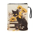 thumbnail image 2 of HELLHERO Sunflower Cat Book Sleeve with Handle Polyester Fabric Protector Wrap Bag Book Covers Waterproof Church Bag with Zipper for Librarian Book Lovers Gifts - Vintage, 2 of 8