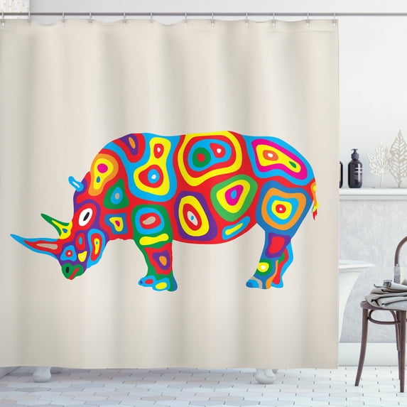 Ambesonne Animal Shower Curtain, Rainbow Color Motifs Animal, 69"Wx70"L, Multicolor