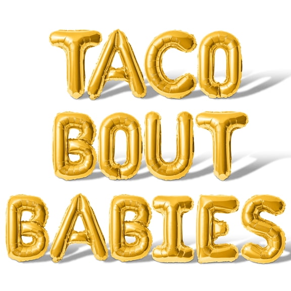 Letter Balloons - TACO BOUT BABIES 16" Inch Alphabet Letters Foil Mylar Balloon Baby Shower Party Banner (Gold)