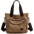 thumbnail image 1 of Women's Canvas Tote Purse Shoulder Crossbody Bag Small Handbag Multi-pocket Top Handle Work Bags, 1 of 7