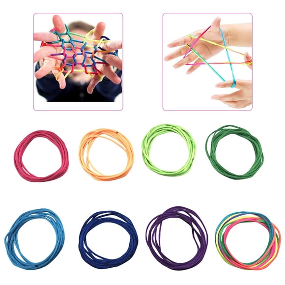 Black Friday TIMIFIS Toys Family Games Rainbow Toy String Set Finger 8pcs Rainbow Rope Skill Game Kid Elastic Game Kids Christmas Gifts