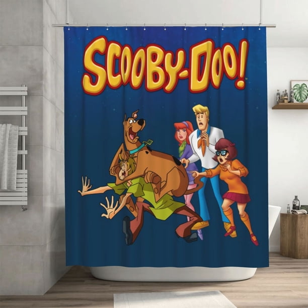 Cortina de ducha Scooby Doo, juego de cortinas de ducha con dibujos animados encantadores para niños, niñas, dormitorio universitario, baño, accesorios de decoración de bañera a prueba de agua con 12