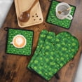thumbnail image 5 of St. Patrick's Day and Gnomes Green Kitchen Oven Mitt and Pot Holder Set 2 Pcs, Heat Resistant Up To 392 °F, for Baking, Cooking and Grilling, 5 of 6