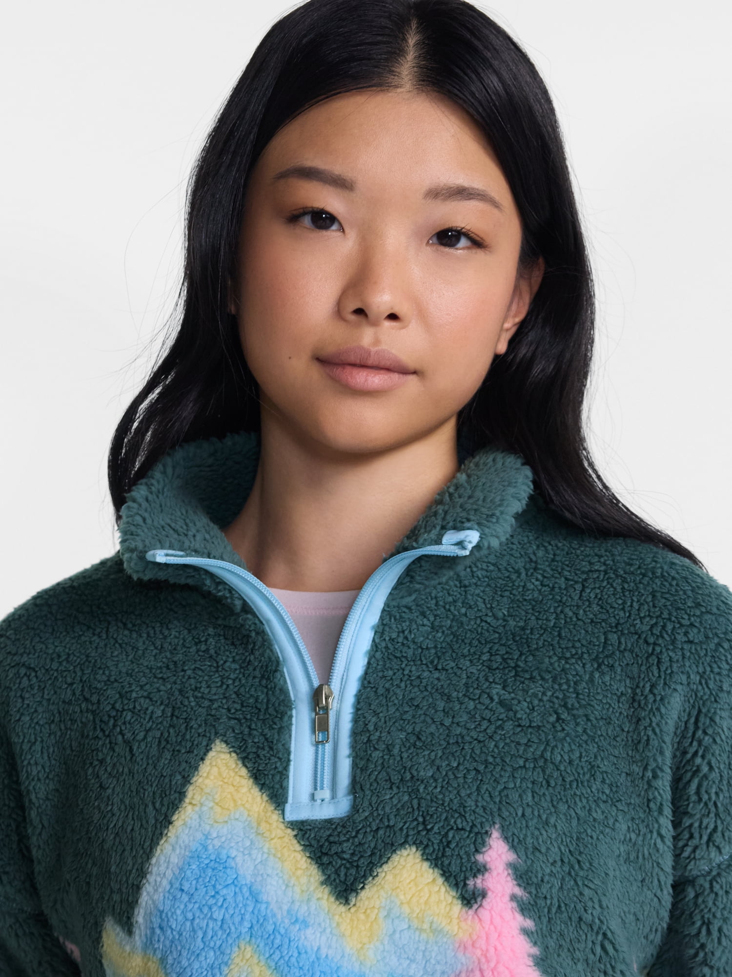 No Boundaries Faux Shearling Plush Pullover, Women's & Women’s Plus XXS-4X