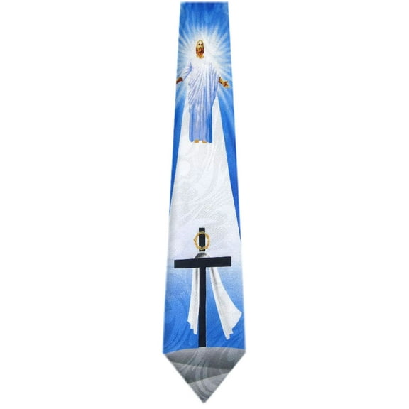 BuyYourTies - Mens Novelty Christian Necktie - Black Blue Gray