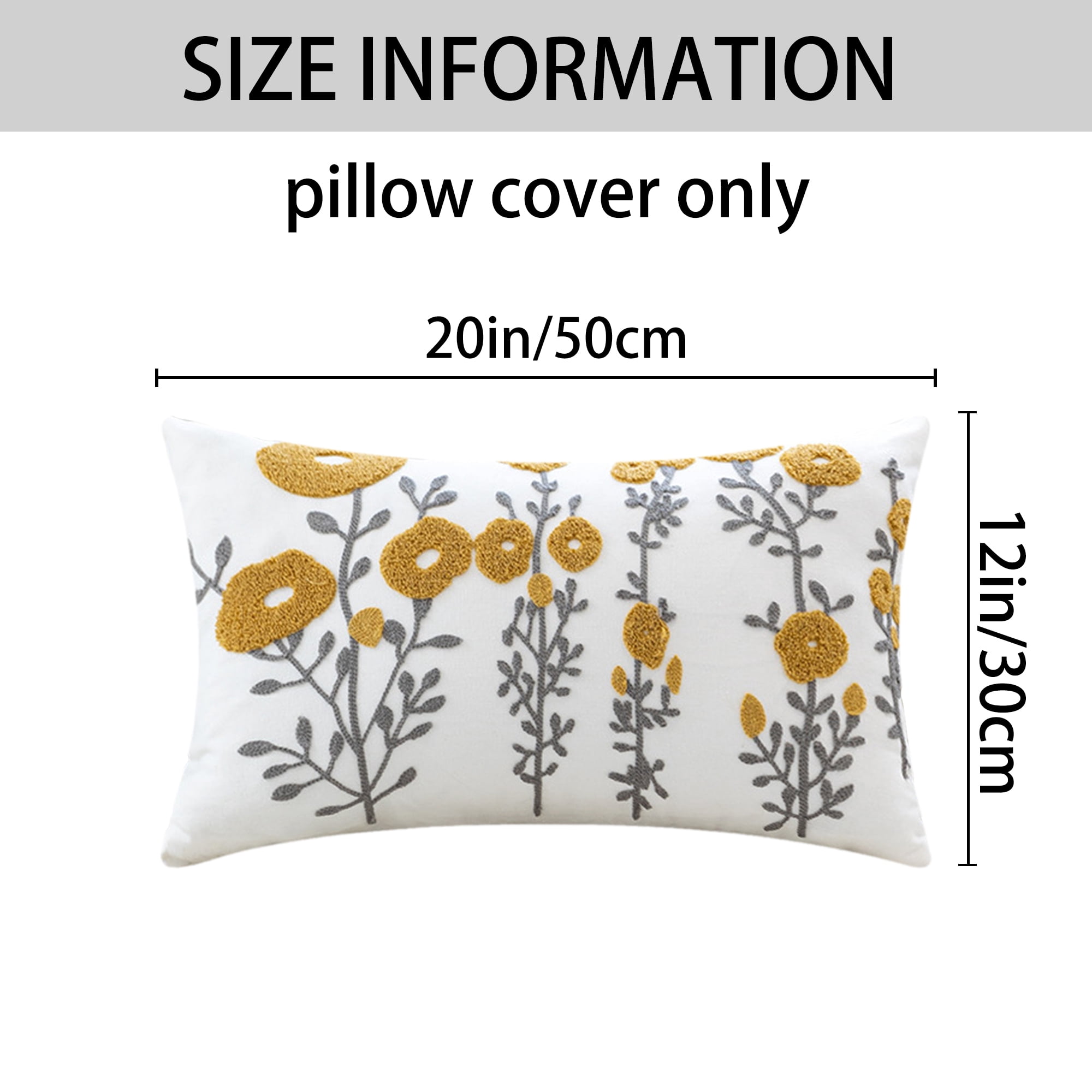Unique Bargains Floral Throw Pillow Covers Pack of 2 Flower Pattern 2 12" x 20"