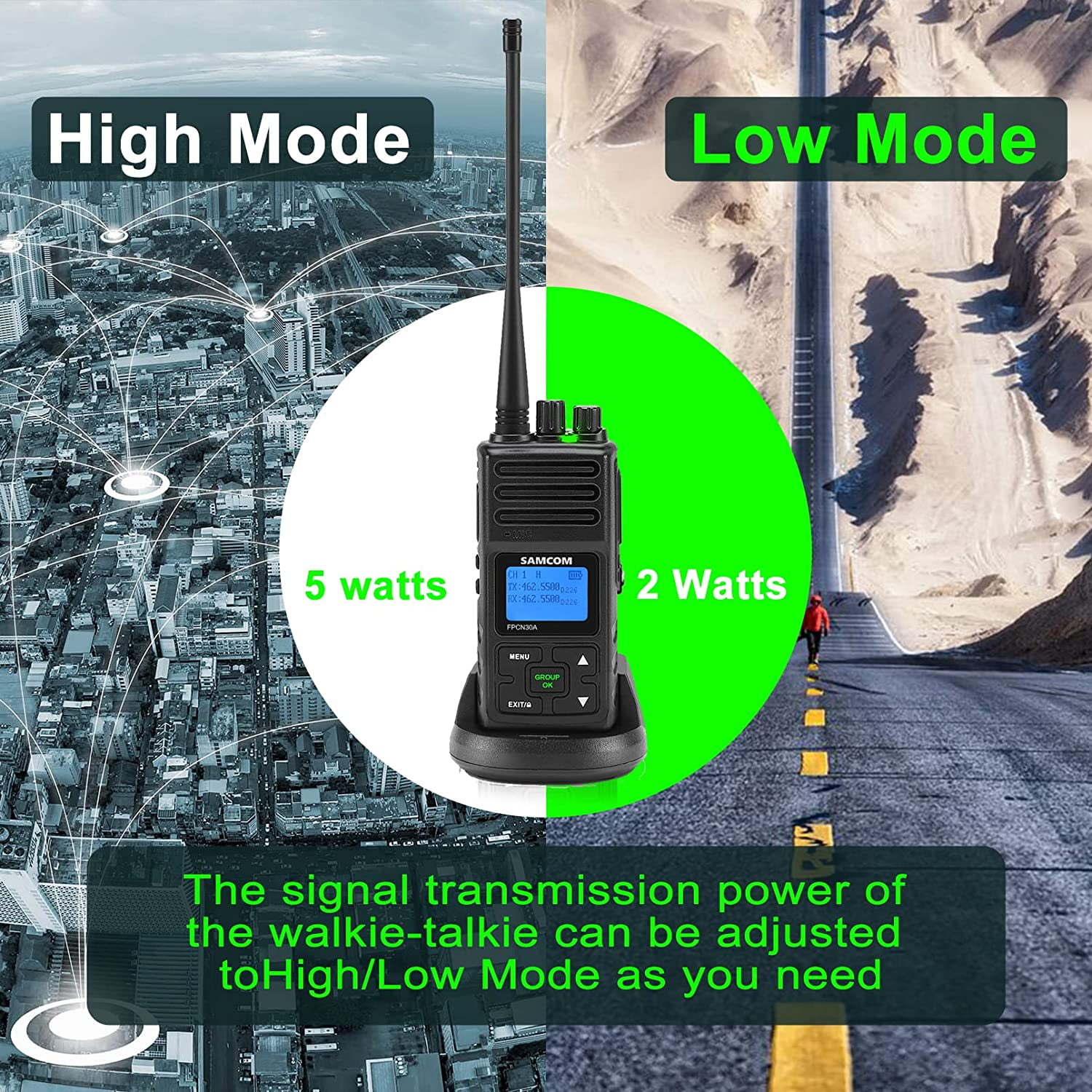 Two Way Radios, SAMCOM Walkie Talkies Long Range for Adults Rechargeable, Watt High Power Portable 2-Way Radios with Group Talk Function for Busines - 4