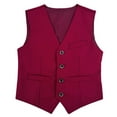 thumbnail image 4 of Boy's Formal Suit Vest Solid Dress Waistcoat Vest with Pockets for Wedding Pageant and Performance Elegant Sleeveless with Adjustable Back, Size 3-17 Years,Color:Red,8-9 Years, 4 of 7