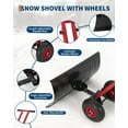 thumbnail image 3 of COZONY Pelle à Neige Robuste avec Roues, Lame en Métal 29 Pouces L x 16 Pouces H, Manche à Angle et Hauteur Réglables, Pousse-Neige à Roues pour Entrée, Trottoir, Cour, Plaque de Pelle Noire + Poteau Rouge + Rebord Rouge, 3 of 6
