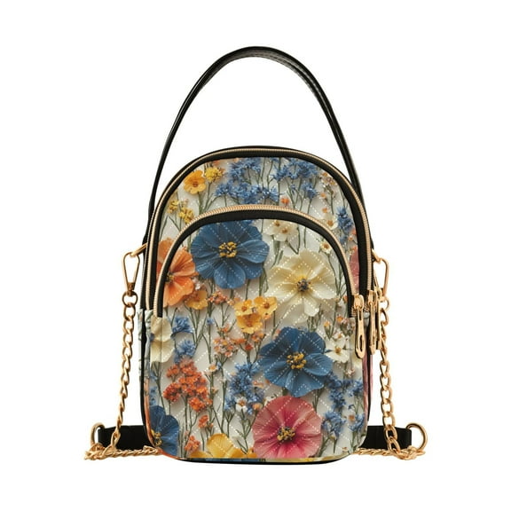 joogoo Women Colorful Flower Chain Crossbody Bags Shoulder Handbag Phone Purse