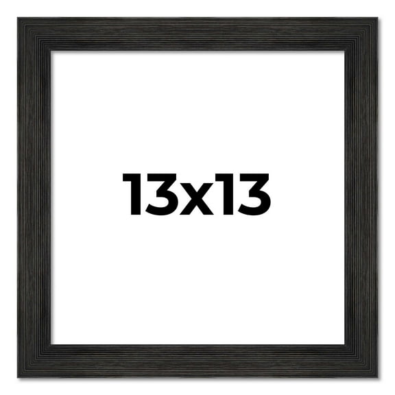 13x13 Frame Black Rustic Barnwood Solid Wood Picture Frame | 1.5 Inch Moulding Width | Includes UV