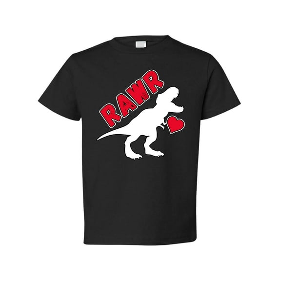 Wild Bobby Rawr Cute T-Rex Dinosaur Valentine's Day Red Heart T Rex Dino Dinosaurs Baby Clothes 1st Valentines Day Toddler Crew Graphic T-Shirt